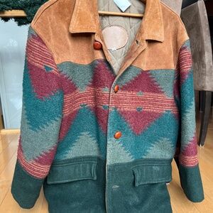 VINTAGE AZTEC JACKET, WOOL AND SUEDE